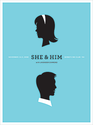 The Small Stakes, She & Him, two color silkscreen 18" x 24"