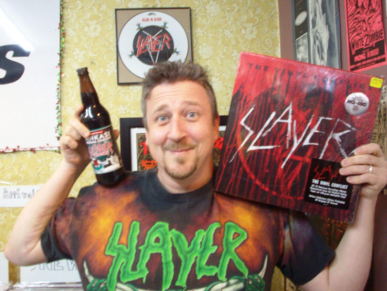 Brad Richman holds Slayer's The Vinyl Conflict