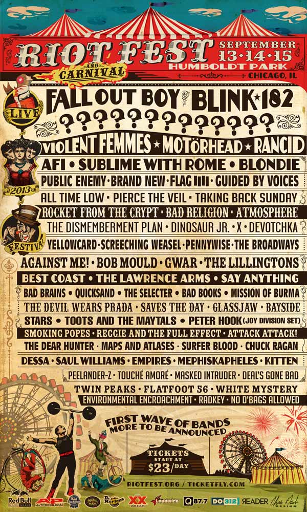 Riot Fest Initial Line-up 2013