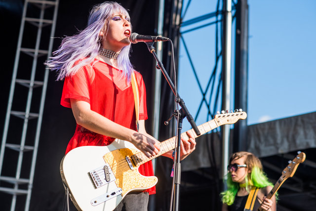 Potty Mouth vocalist Abby Weems performing at Riot Fest Saturday.