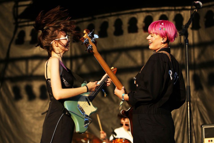 Lydia Night and Sage Chavis of the Regrettes at Riot Fest Saturday.